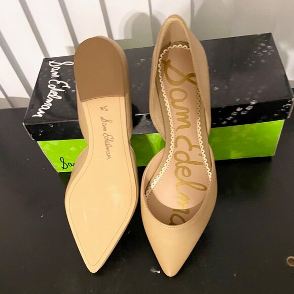 (NWT) Sam Edelman Rodney, Leather, Nude, Pointed Toe, Flats, D'Orsay, Size 5.5 - Picture 3 of 5